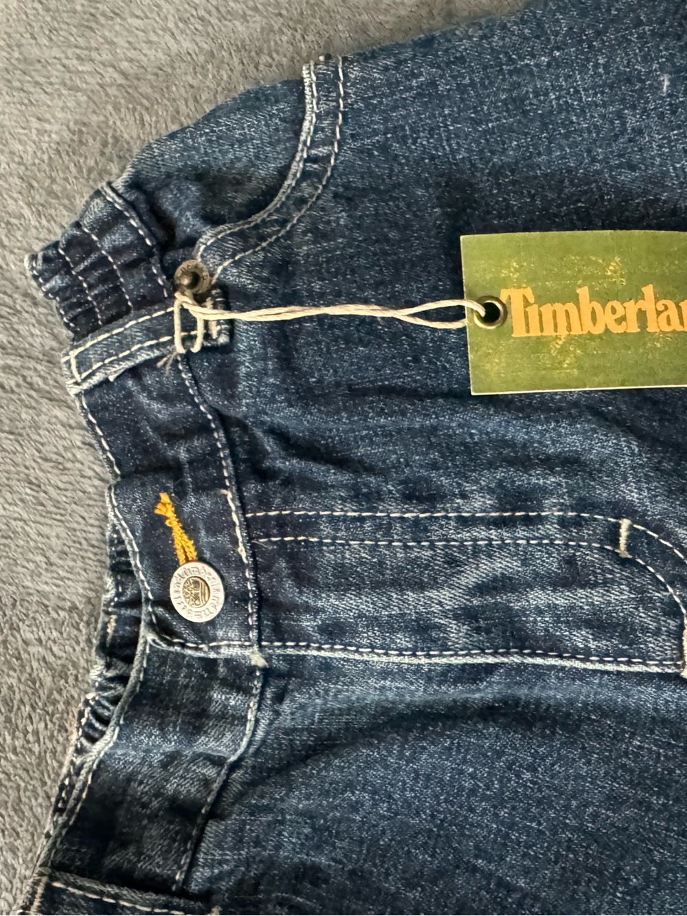 Timberland Kids Dark Indigo Denim Jeans with Yellow Accent